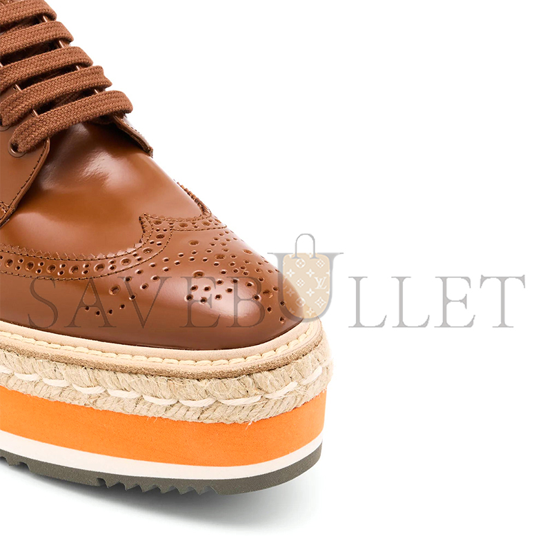 PRADA SPAZZOLATO RE-EDITION PLATFORM WINGTIP LOAFERS 